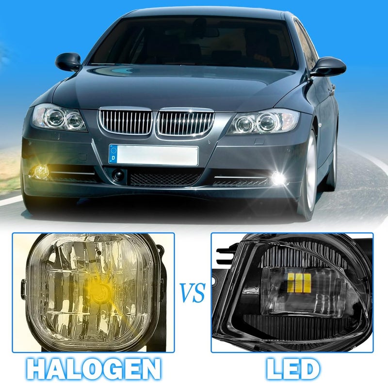 BOXLIGHT LED Fog Lights Compatible With 2006 2007 2008 BMW E90 3 Series 323i/325i/325xi/330i/330xi/335i/335xi/328i/328xi Front Bumper Lamps Assembly Clear Lens Driver and Passenger Side - Image 5